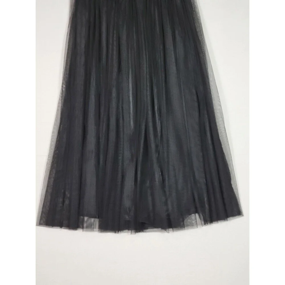 Womens Black Tulle Long Midi Skirt Sz Large Pull On Dark Fairy Grunge Whimsical - Picture 3 of 10